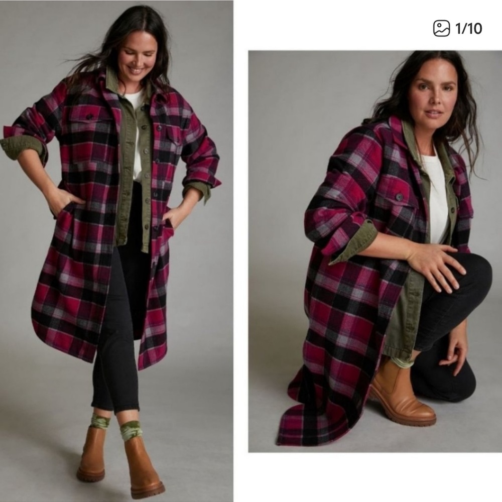 sanctuary x Anthropologie Fuchsia and Black Plaid Long Sleeve Dress - Picture 8 of 8
